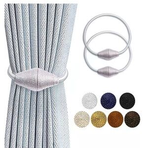 10/$13 Elegant Silver Metallic Magnetic Curtain Tiebacks Set
